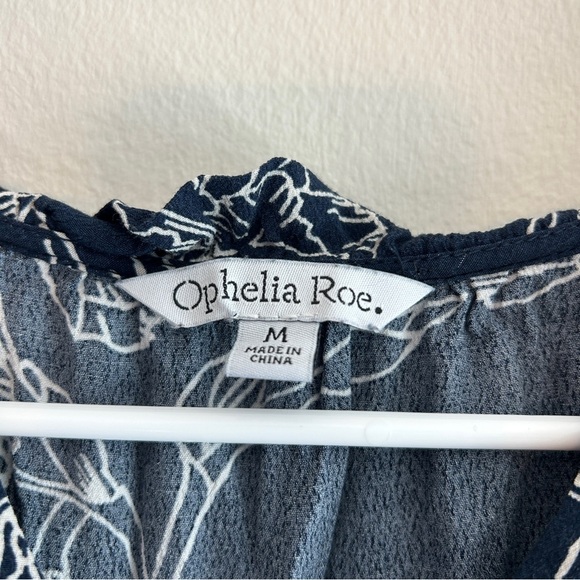 Ophelia Roe Blue and White Floral Puff Sleeve Dress - Picture 3 of 6